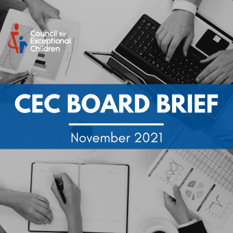 Banner reading "CEC Board Brief" followed by the date of the Board meeting, November 2021